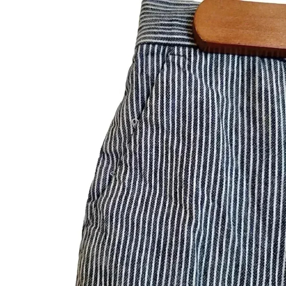 Banana Republic Women's Hayden Fit Navy & White Striped Stetch Linen Blend Pull